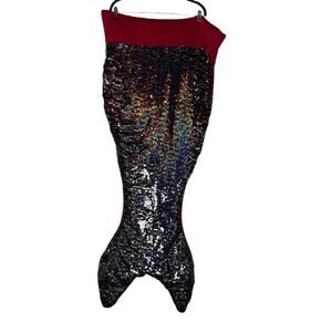 Cynthia Rowley Iridescent Silver Rainbow Sequin Mermaid Tail Blanket